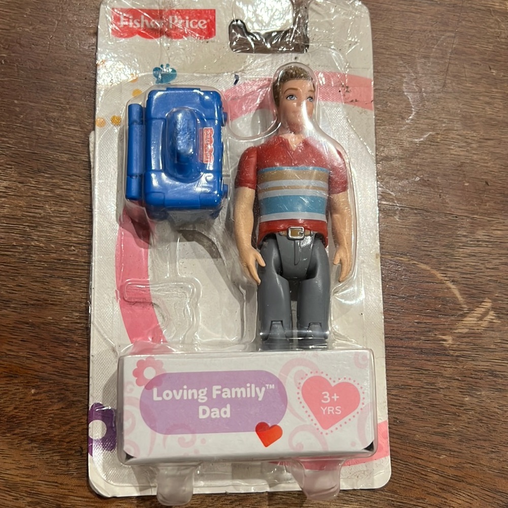 New Fisher Price Loving Family Dad w/Toolbox & Tool Stripe Shirt HTF Rare